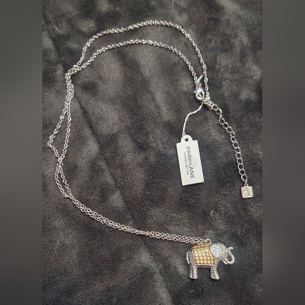 Park Lane Silver and Gold Elephant Pendant Necklace